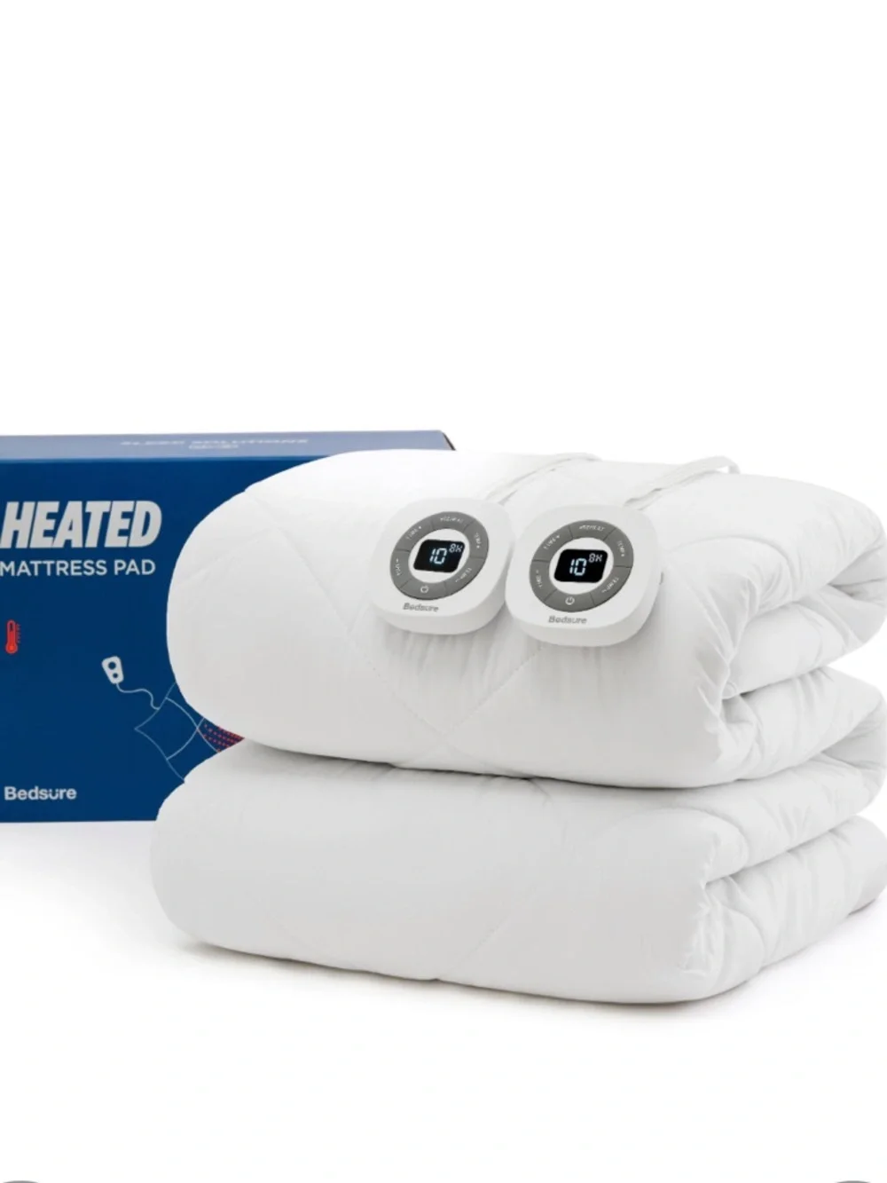 Heated Mattress Pad Dual Remotes White KING